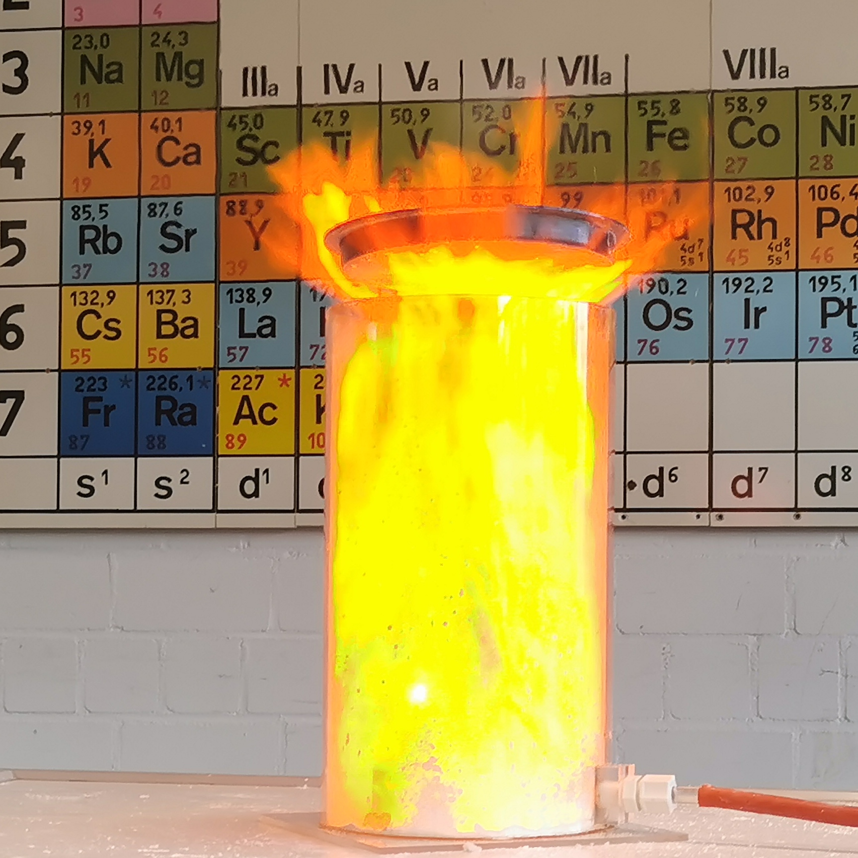 Bild aus dem Chemischen Fotokalender: leuchtend flammendes Gefäß