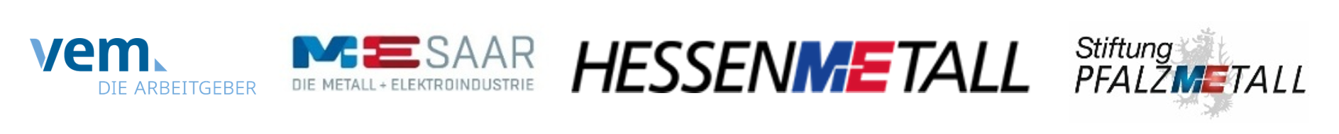 Logos vem.die arbeitgeber, ME Saar, Hessenmetall, Stiftung Pfalzmetall