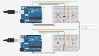 Ein Schaltkreis, der Verschränkung simuliert, entworfen in der virtuellen Umgebung von Tinkercad